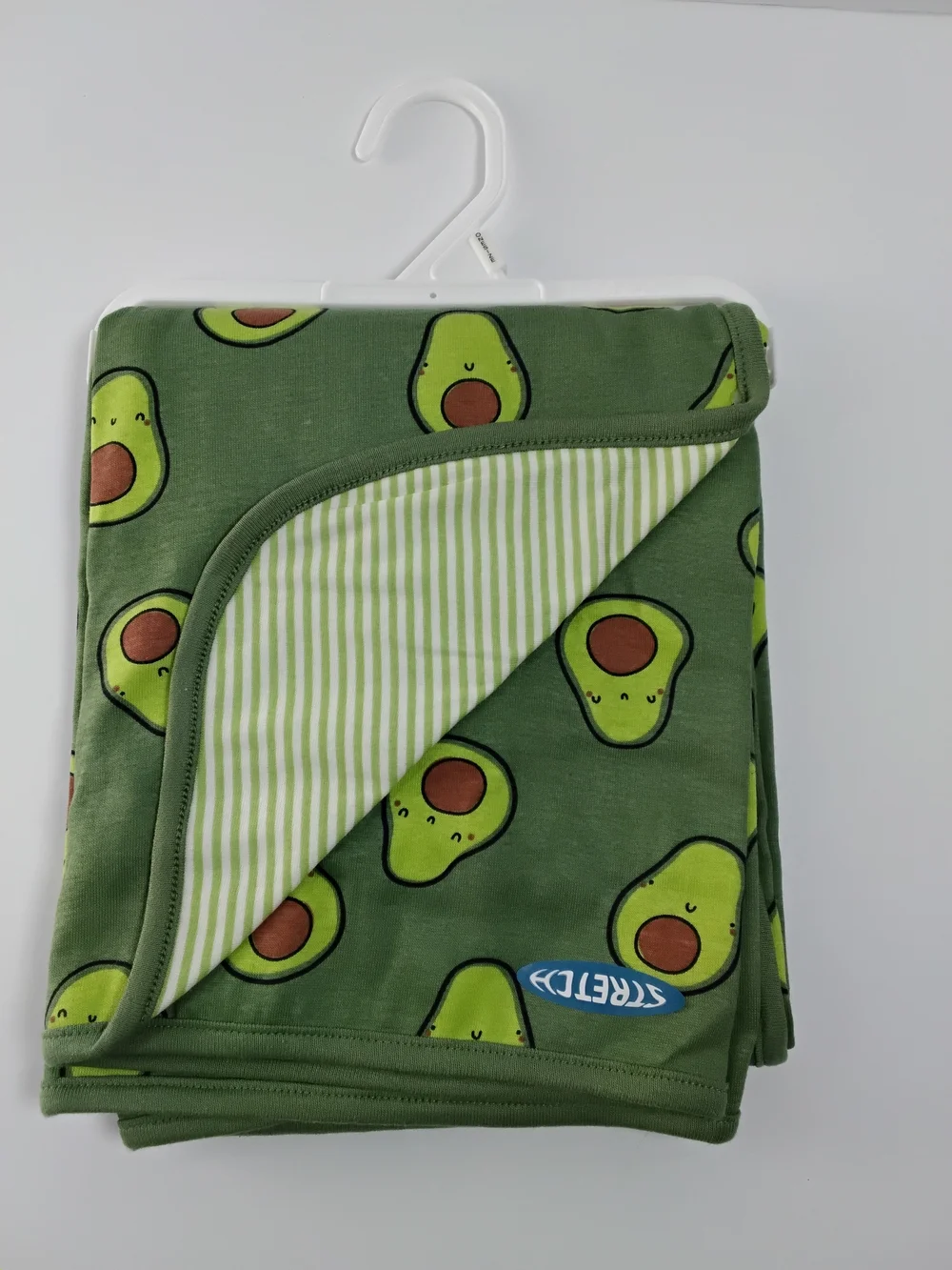 NWT Gerber Avocado Stripe Baby Blanket Green Comfort Stretch Reversable